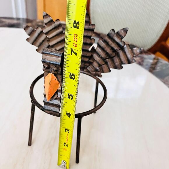 Rustic Metal Turkey Candle Holder Handcrafted Primitive 8.5” Centerpiece Stand - Picture 3 of 4
